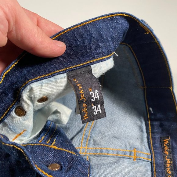 Nudie Jeans Thin Finn Org. Dry Ecru Embo slim fit Jeans mens size 32x32 - Picture 5 of 11